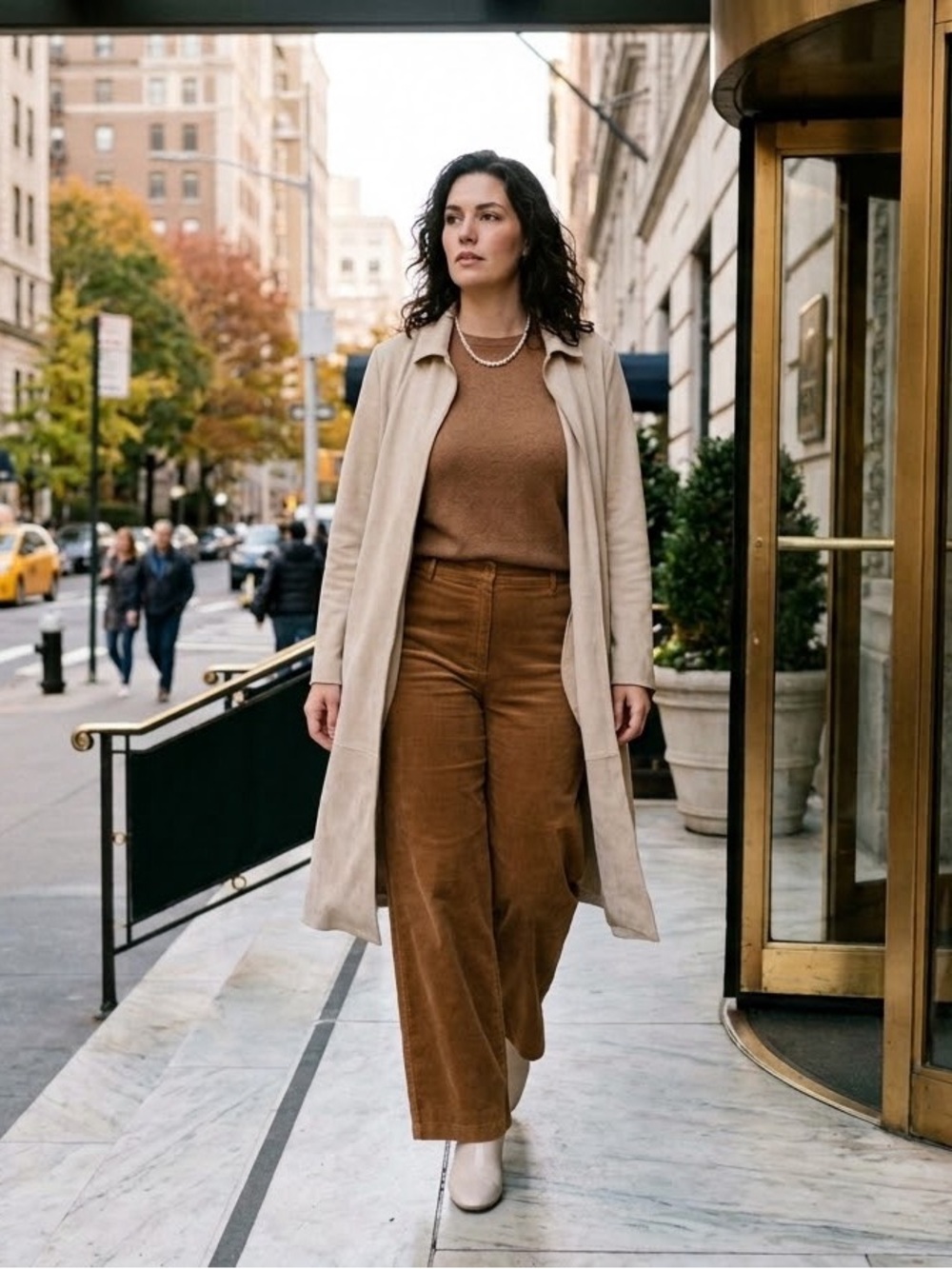 Philosophy Light Cream Faux Suede Trench Coat